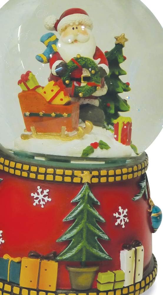 Spieluhr Schneekugel "Weihnachtsmann mit Geschenkeschlitten", Weihnachtsmann mit Geschenkeschlitten Einheitsgrösse