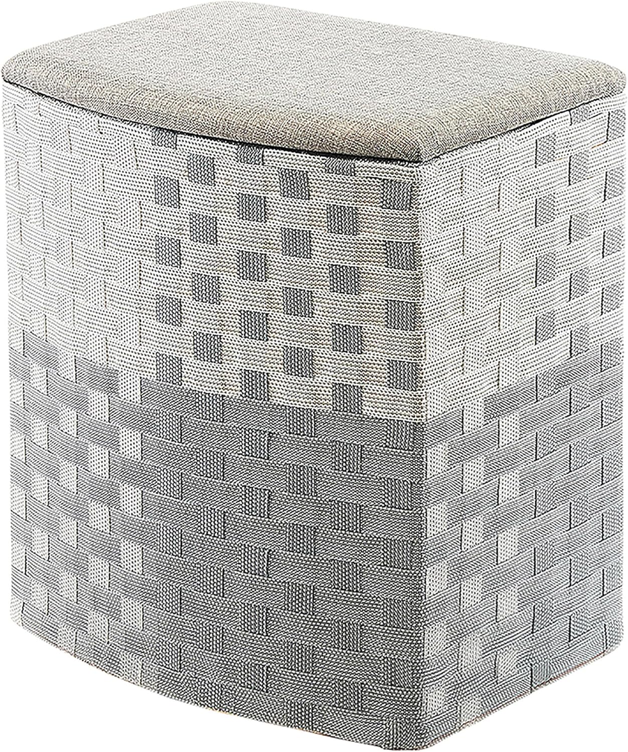 Wäschekorb Wäschebehälter aus Nylon (44x32x52 cm), Grau-weiß