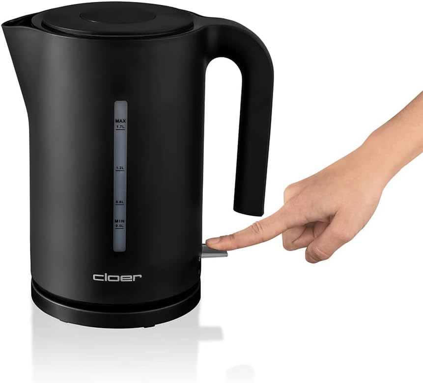 4110 Wasserkocher mit Kalkfilter, Schwarz 1,7 Liter Single