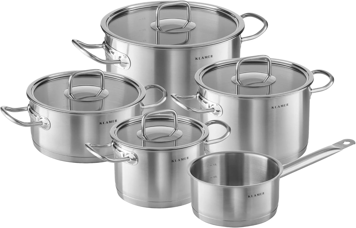 Topf-Set 5-tlig. mit Glasdeckel, 5-teilig