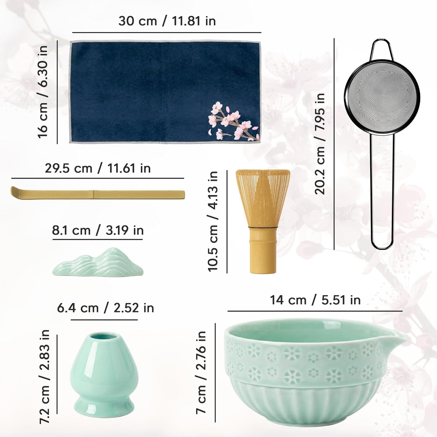Matcha Teezeremonie-Set mit Keramikschale, Grün