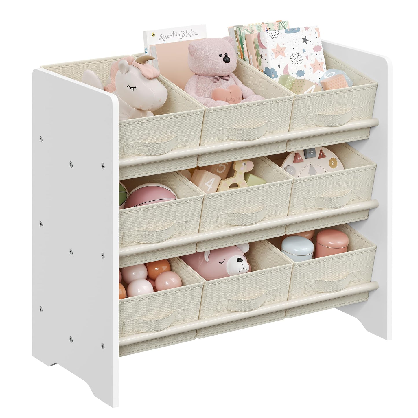 Kinder-Spielzeugregal mit 9 Aufbewahrungsboxen, Wolkenweiss