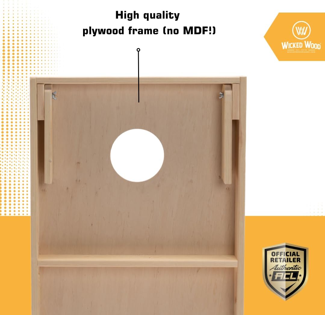 Cornhole Spielset (90x60cm), 90x60 Wood - Wicked Wood Logo - ohne Tragetasche