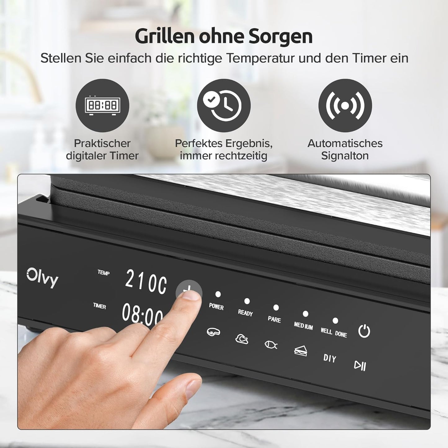 Kontaktgrill mit Touchscreen & 5 Programmen