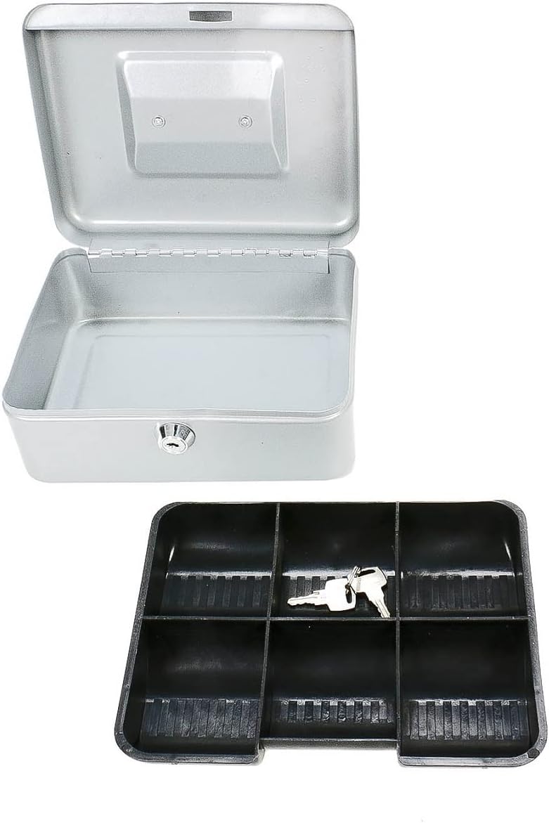 Abschliessbare Geldkassette mit Hartgeldeinsatz, Silber
