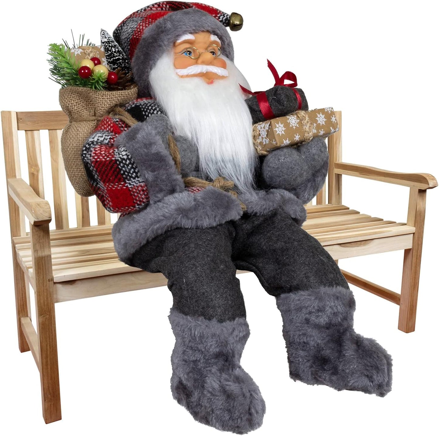 Sitzender Weihnachtsmann, Grau