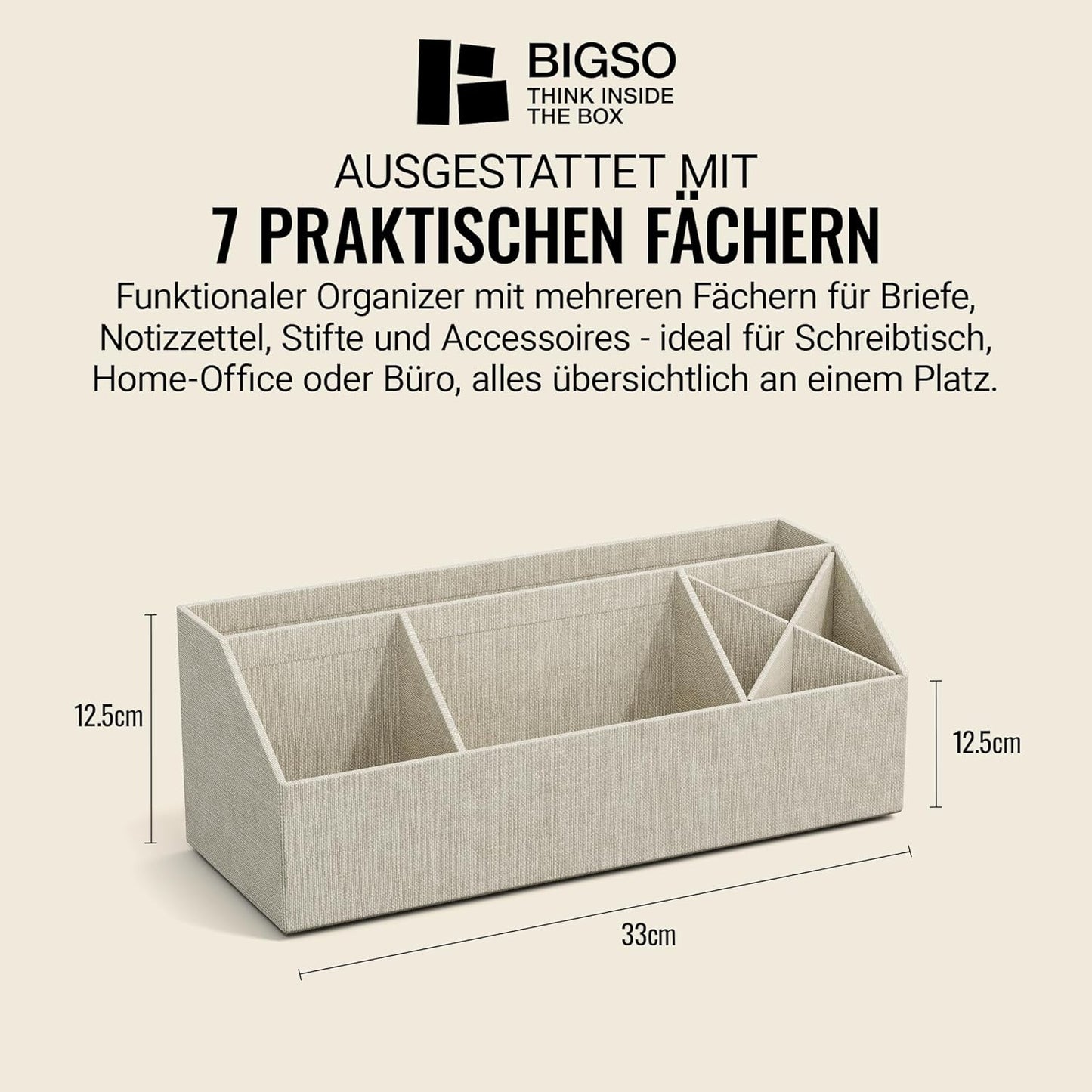 Elisa Schreibtisch Organizer mit 4 Fächern, Beige 2