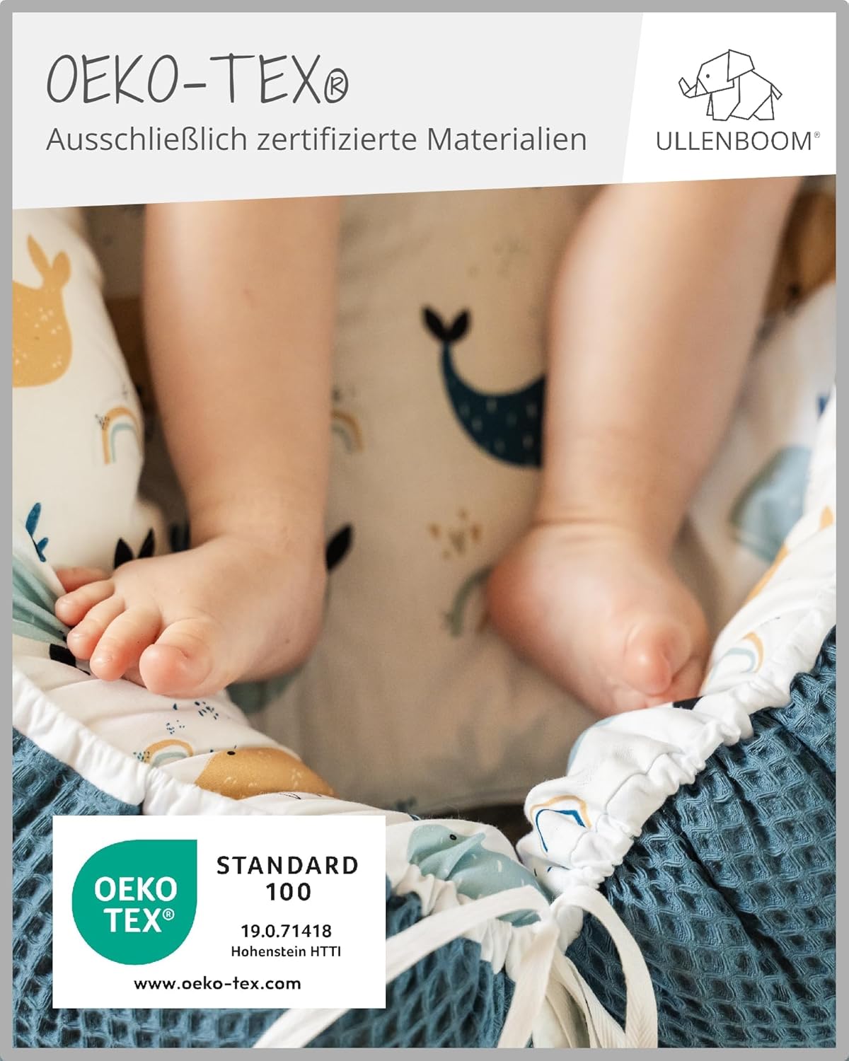 Babynest aus Baumwolle für Neugeborene, Blau-wale Babynest