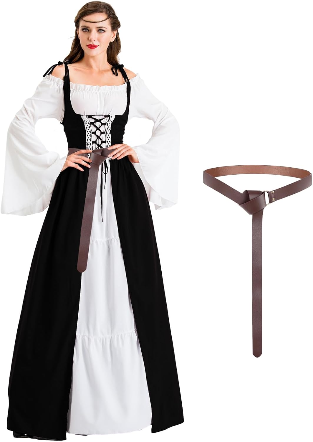Damenkostüm – Mittelalterkleid, Schwarz XL