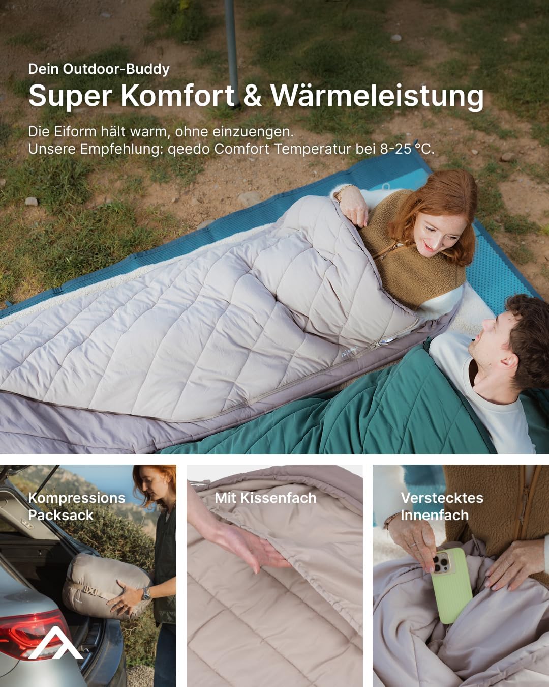 Mumienschlafsack für Erwachsene, Sand