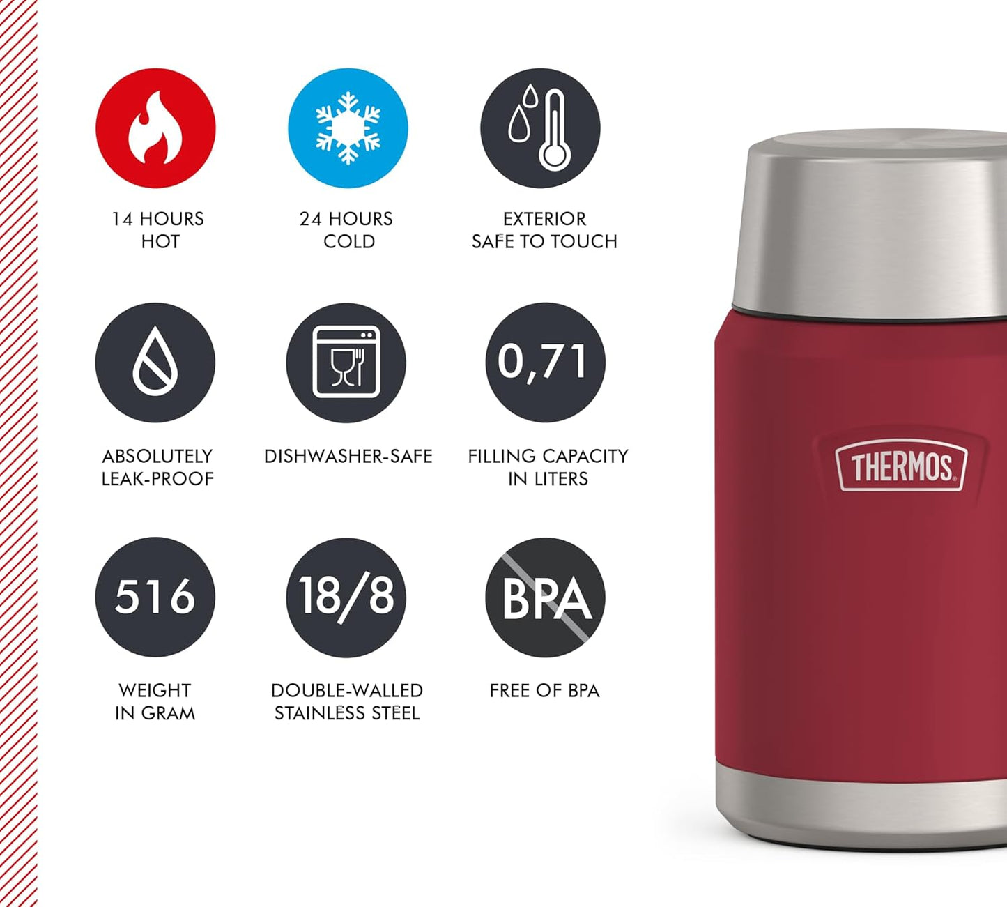 Thermobehölter King, 710 ml Rot / Wild Berry Mat