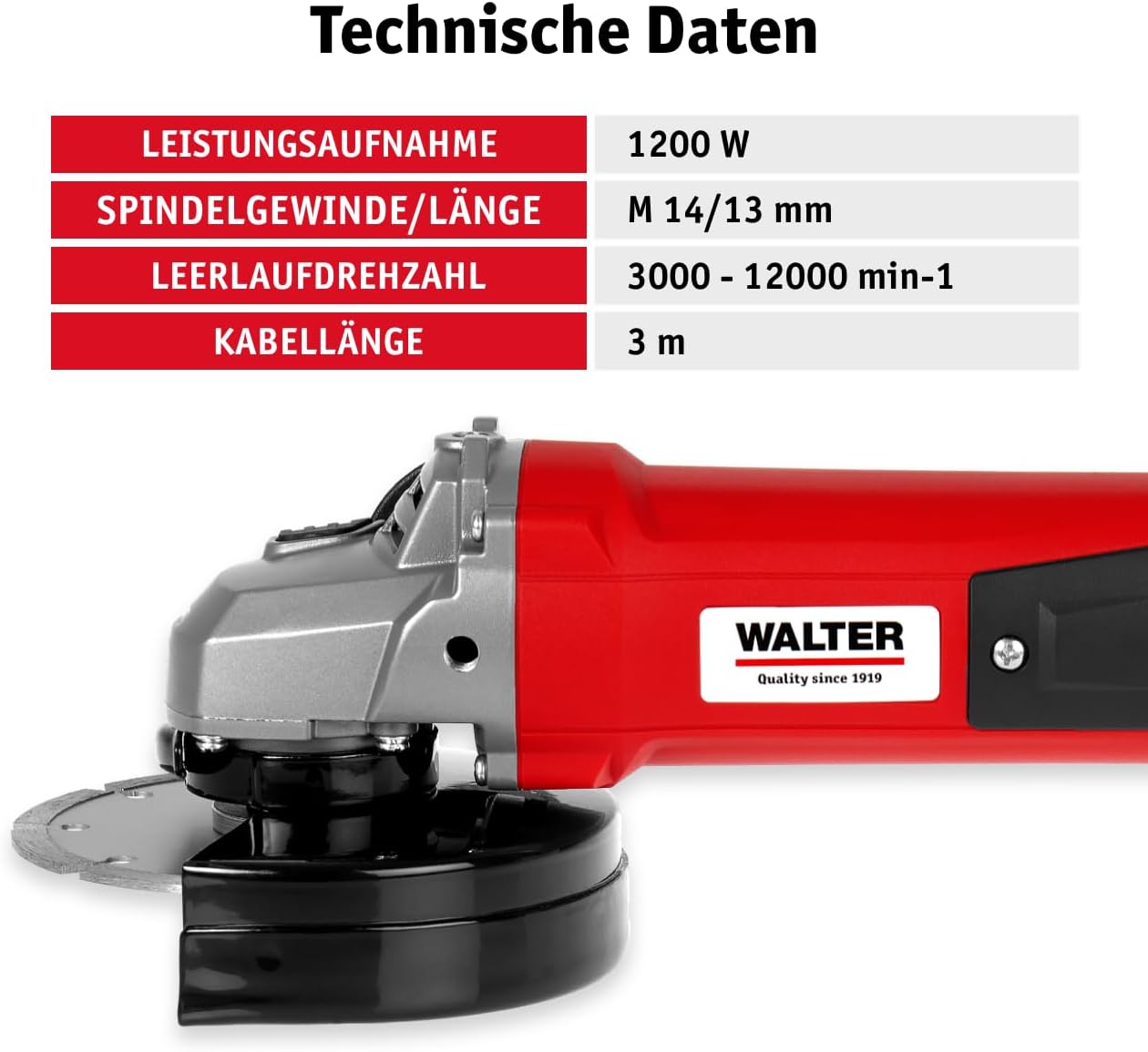 Winkelschleifer 125 mm, drehzahlregelbar, 1200 W