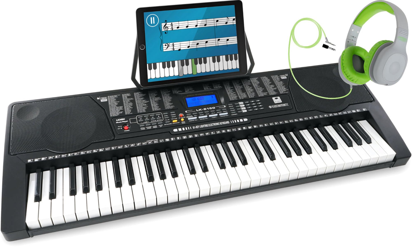 LK-6150 Leuchttasten Keyboard & Kopfhörer Set für Einsteiger