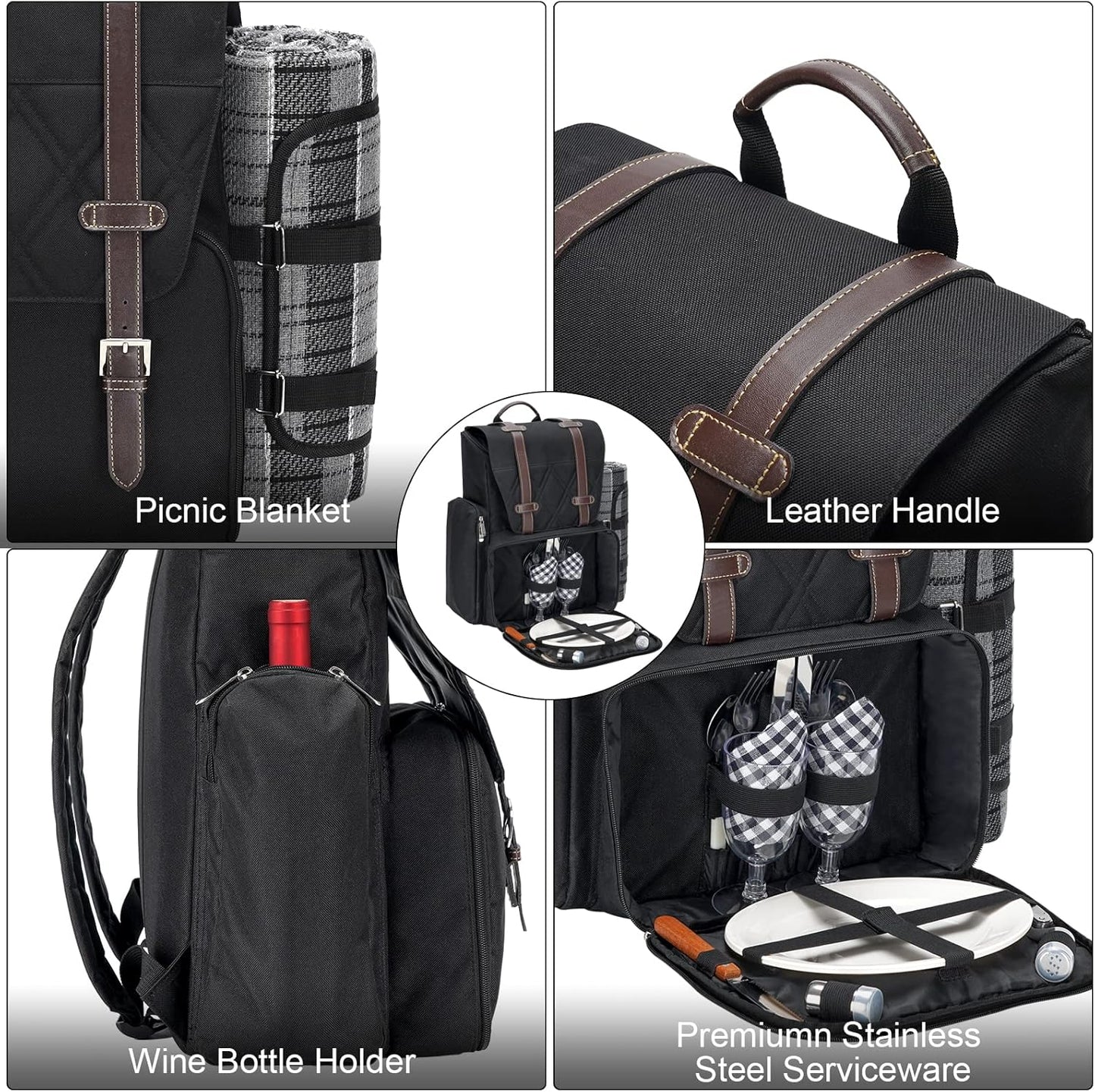 Picknickrucksack mit Kühltasche, 4 Person