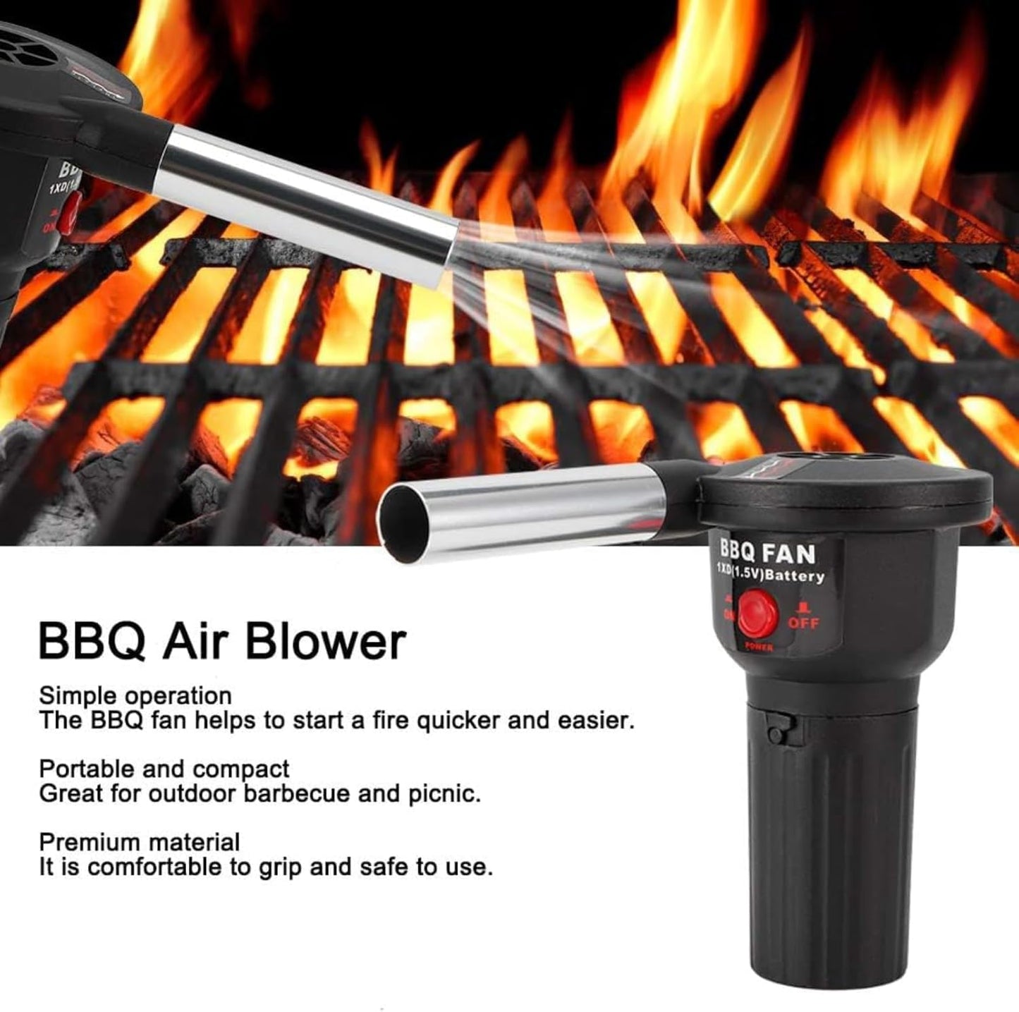 Tragbarer BBQ Ventilator für Camping & Grillen
