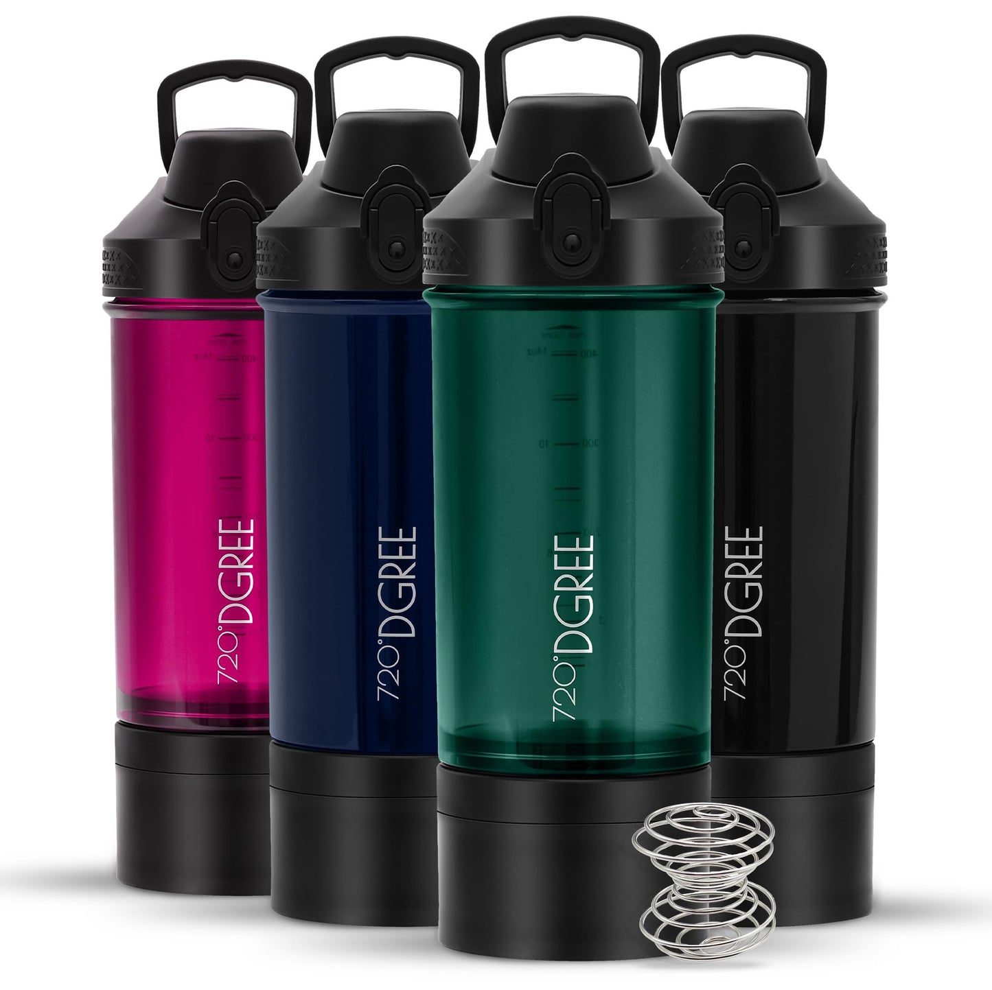 Proteinshaker mit Pulverfach, Emerald Green - Grün inkl. Container