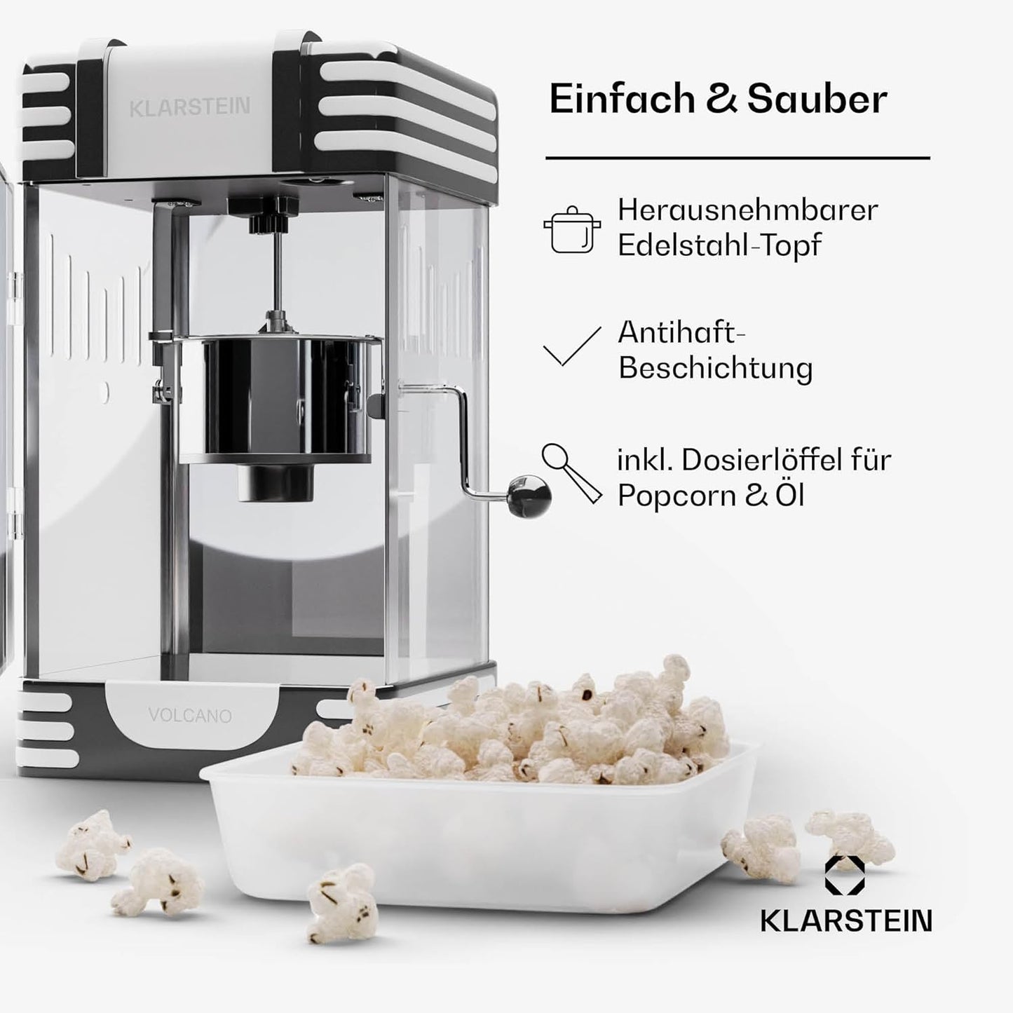 Popcornmaschine, 33cm (B) x 47cm (H) x 29cm (T) Schwarz