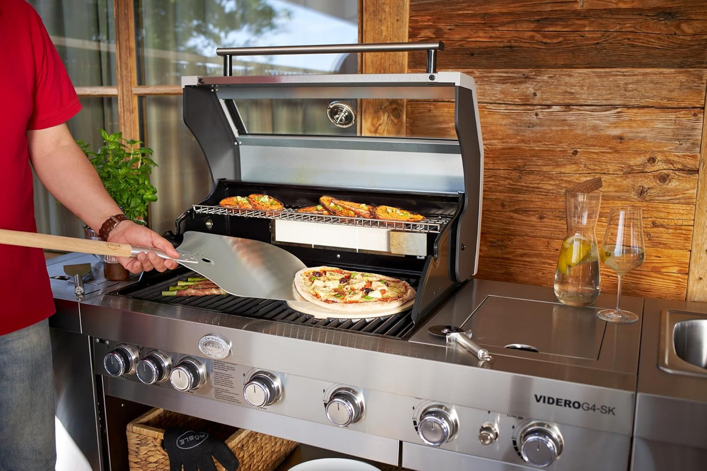 Pizzaschieber mit Walnussgriff, Pizzaschieber Edelstahl Single