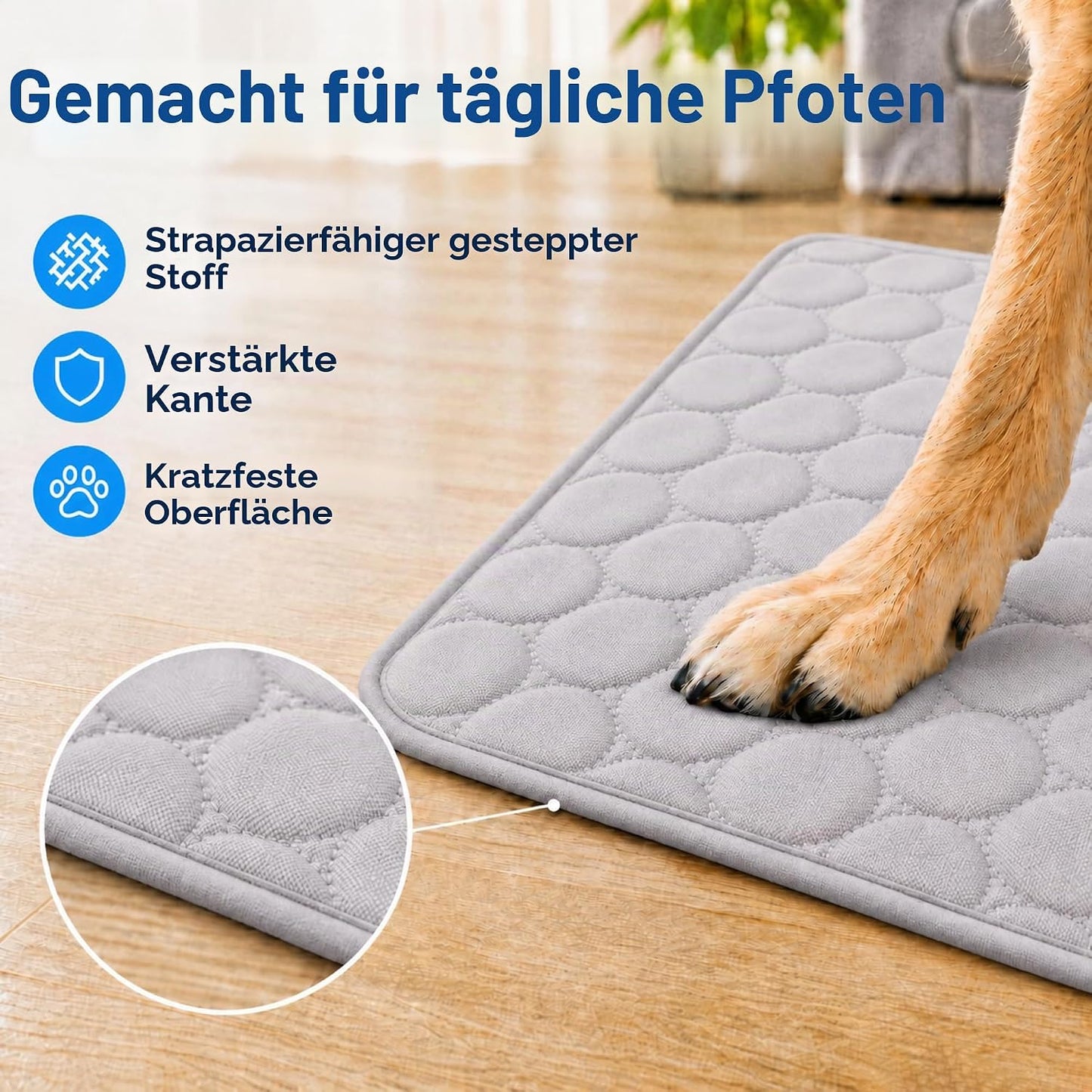 Selbstkühlende Hundematte, 100x70 cm, Grau