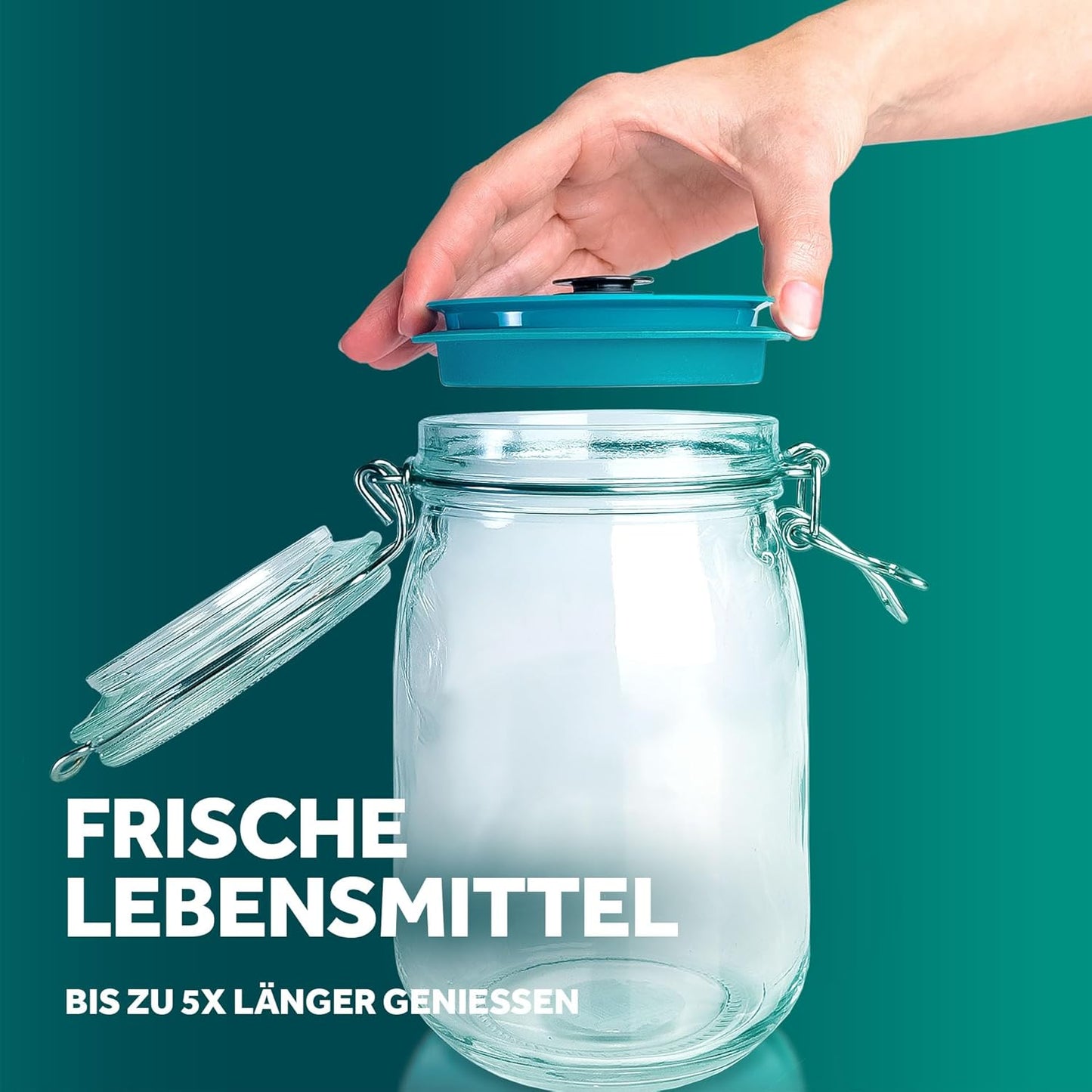 Vakuumdeckel-Set inkl. Pumpe für Einmachgläser, Grün