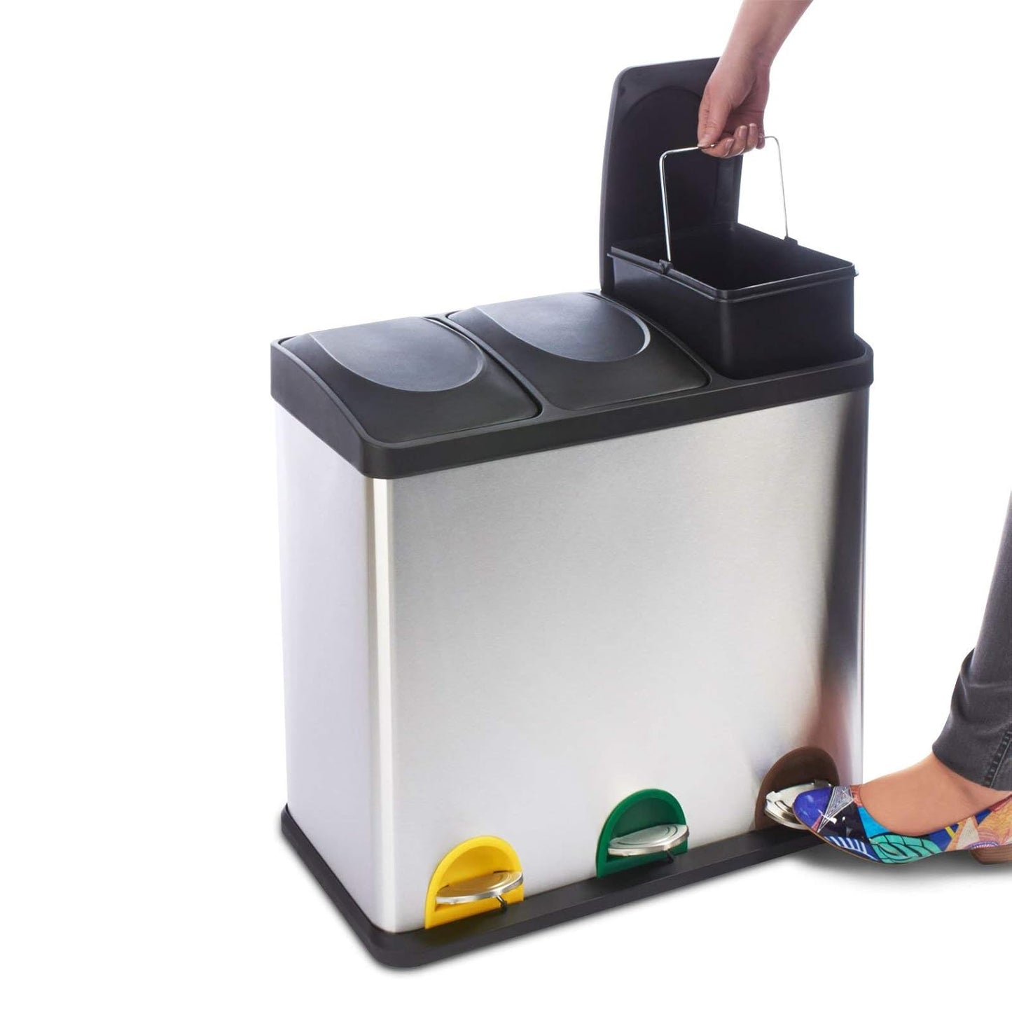 Mülltrennsystem Brandon, 3x18l, Brandon - Edelstahl 3x 18 Liter