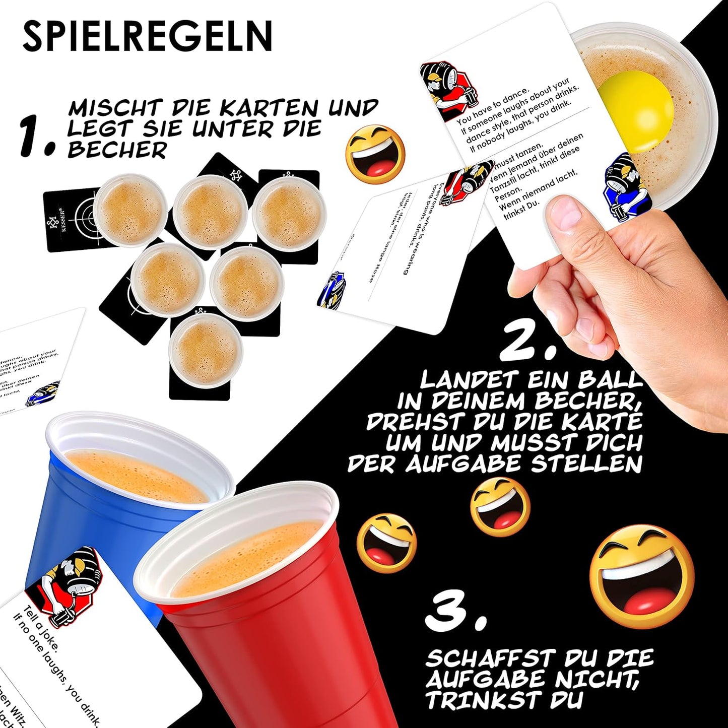 Bier Pong Tisch Set Classic mit Kartenspiel und Zubehör, Classic + Kartenspiel
