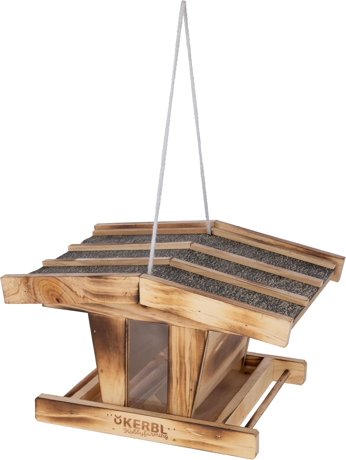 Wetterfestes Vogelfutterhaus aus Holz mit Sichtfenster