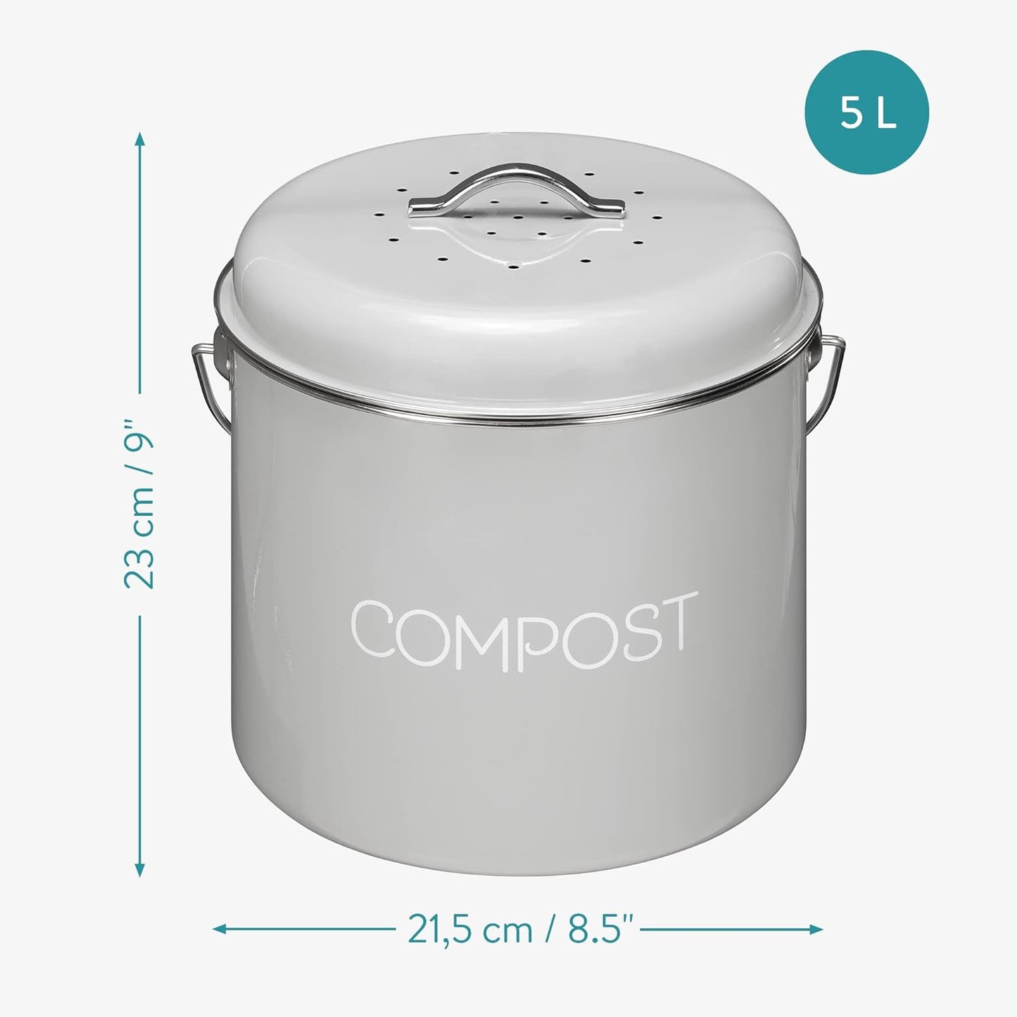 Komposteimer, 5L Grau