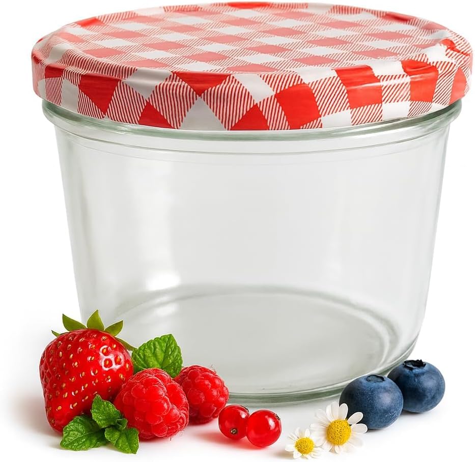 25er-Set Marmeladengläser mit Deckeln und Etiketten, Rot Kariert 230 ml 25