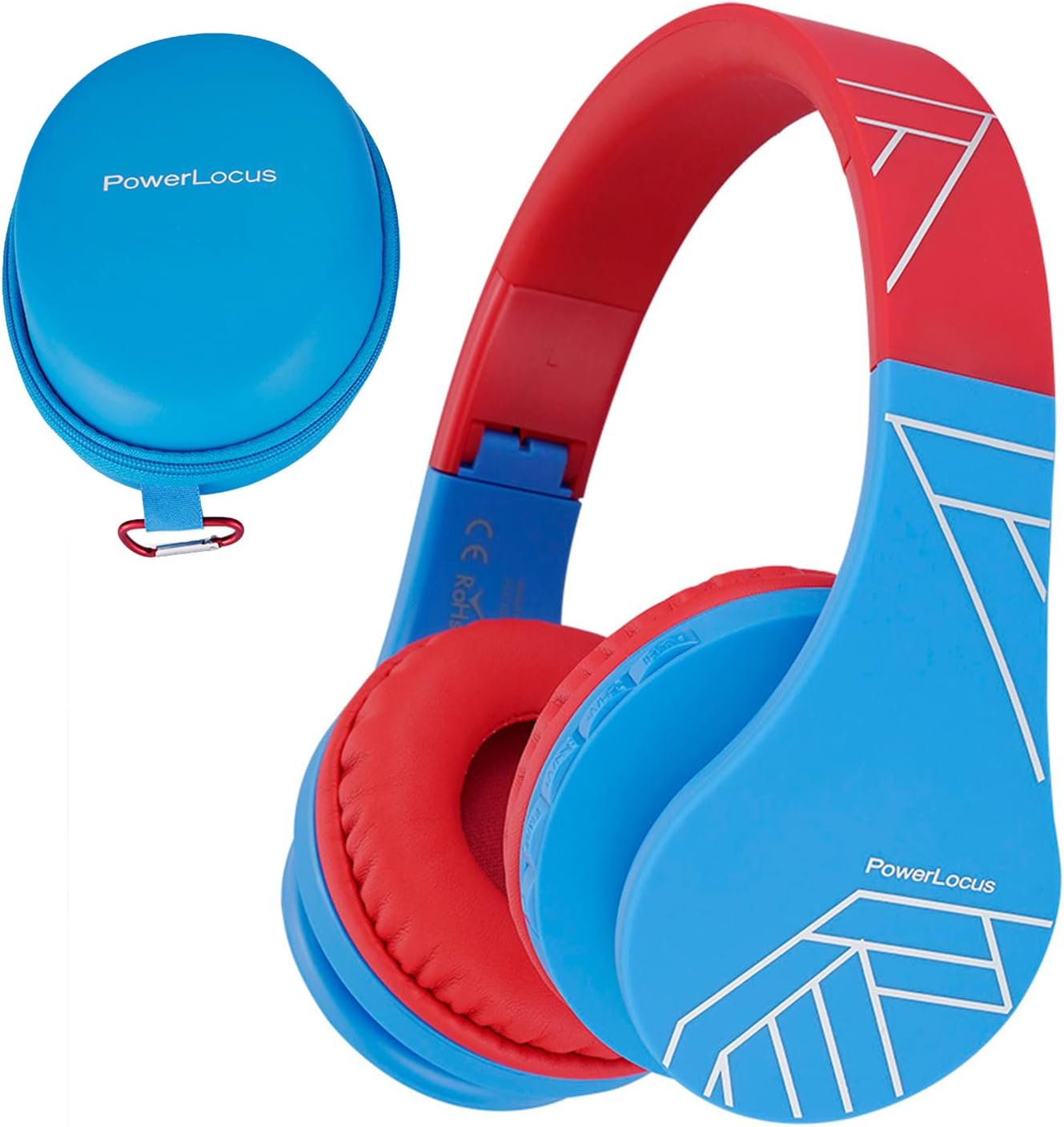 Bluetooth-Kinderkopfhörer mit Lautstärkebegrenzung, Blau/Rot