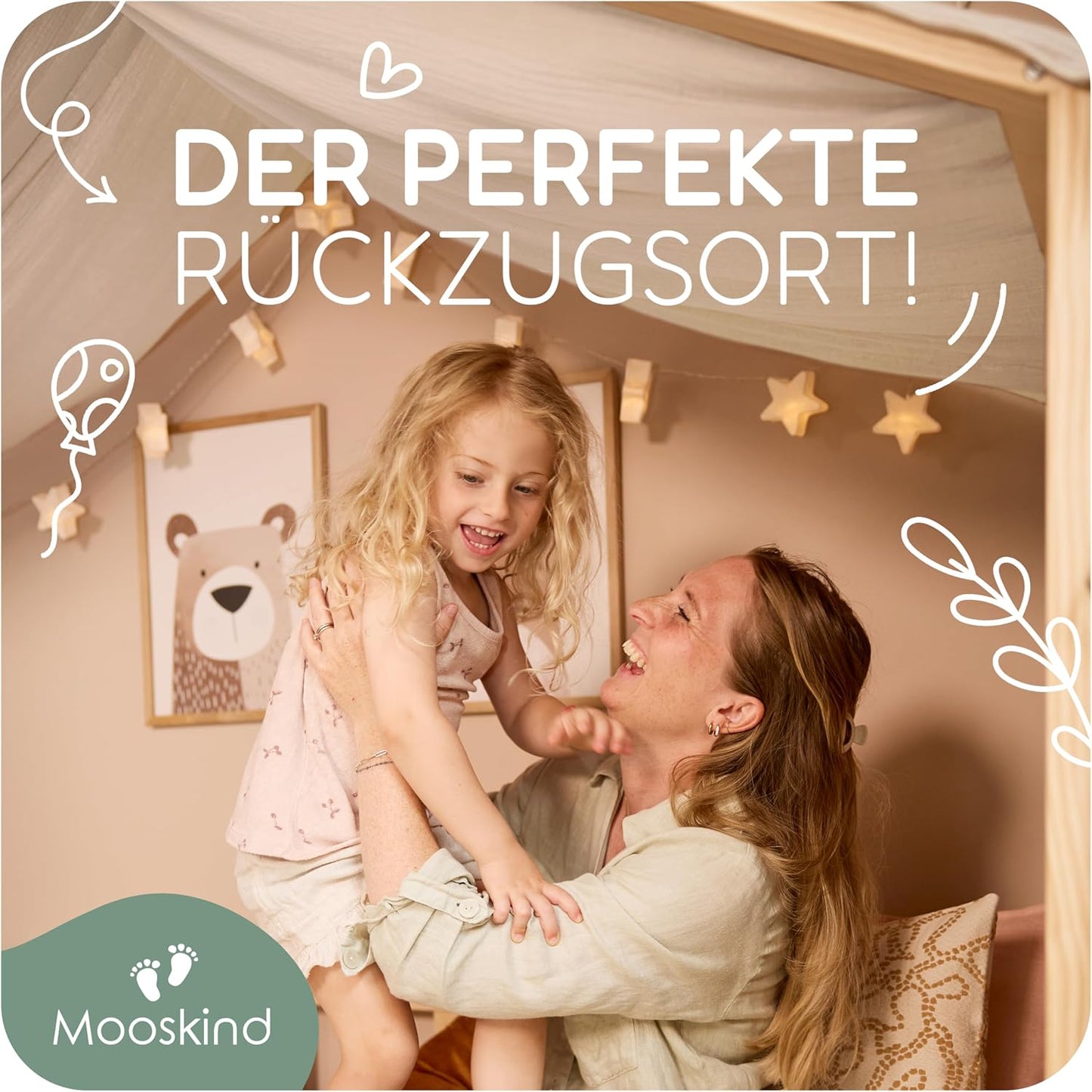 Hausbett-Himmel aus Musselin, Creme H420 x B135 cm (1er Pack)