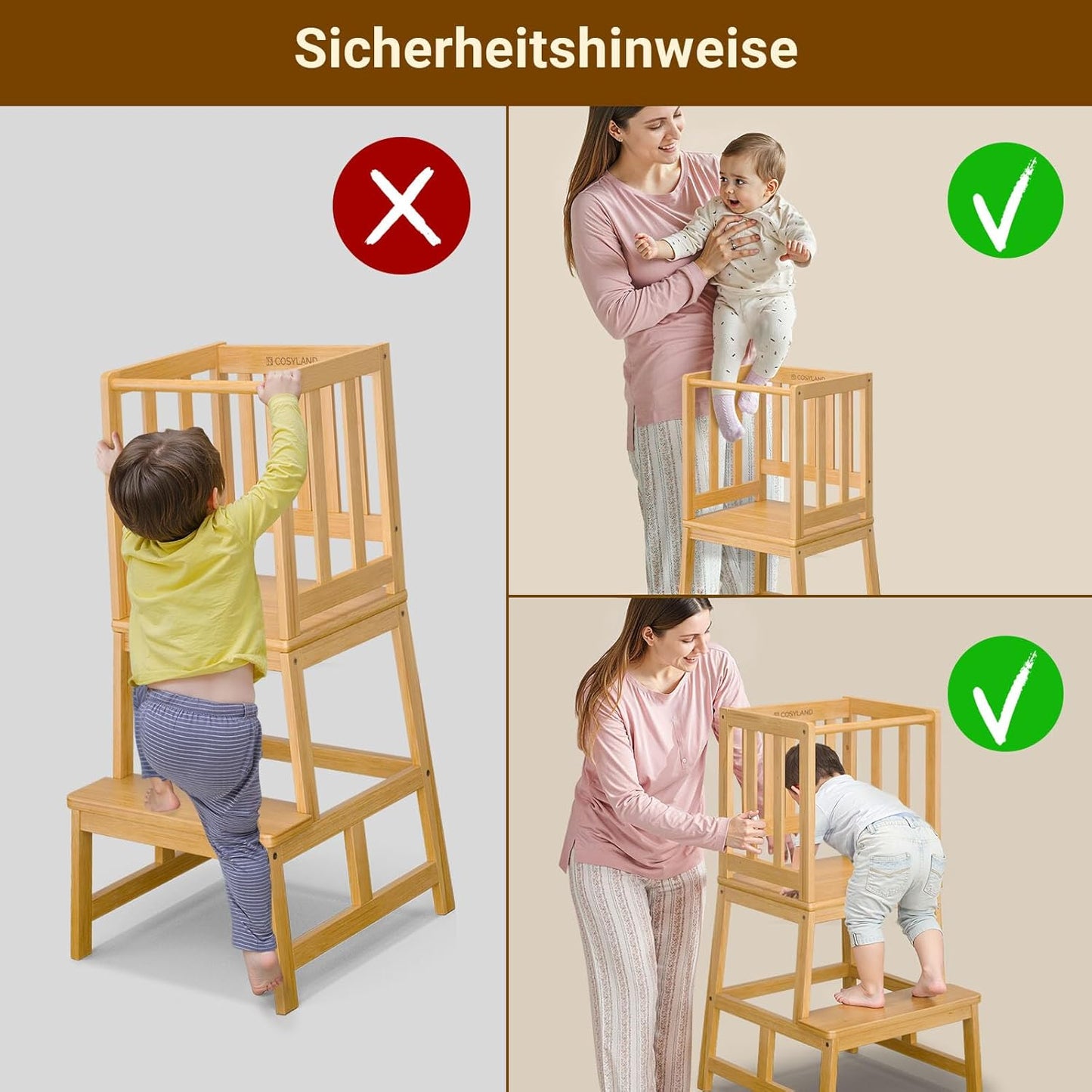 Lernturm mit Sicherheitsgeländer, Naturfarbe