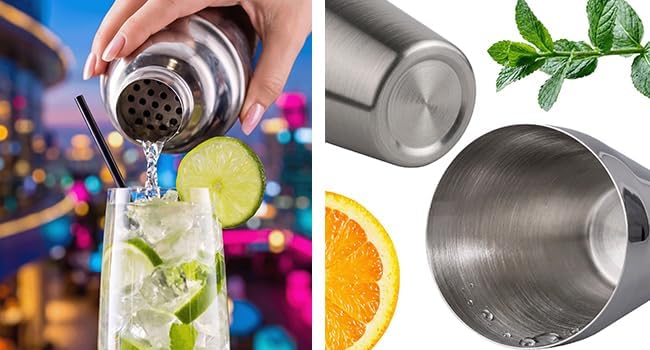 6-teiliges Cocktail Shaker Set mit Messbecher