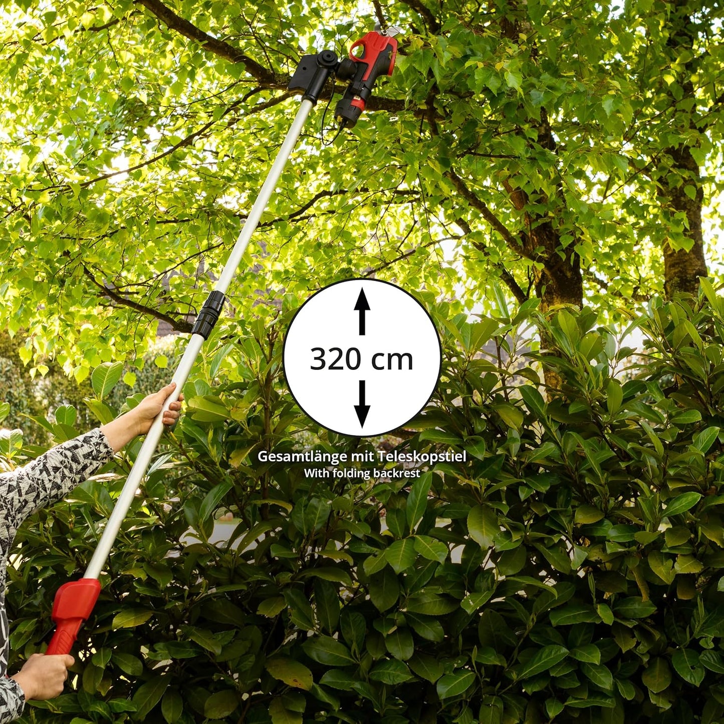 Elektrische Gartenschere mit Teleskopstiel, Gartenschere mit Teleskopstiel