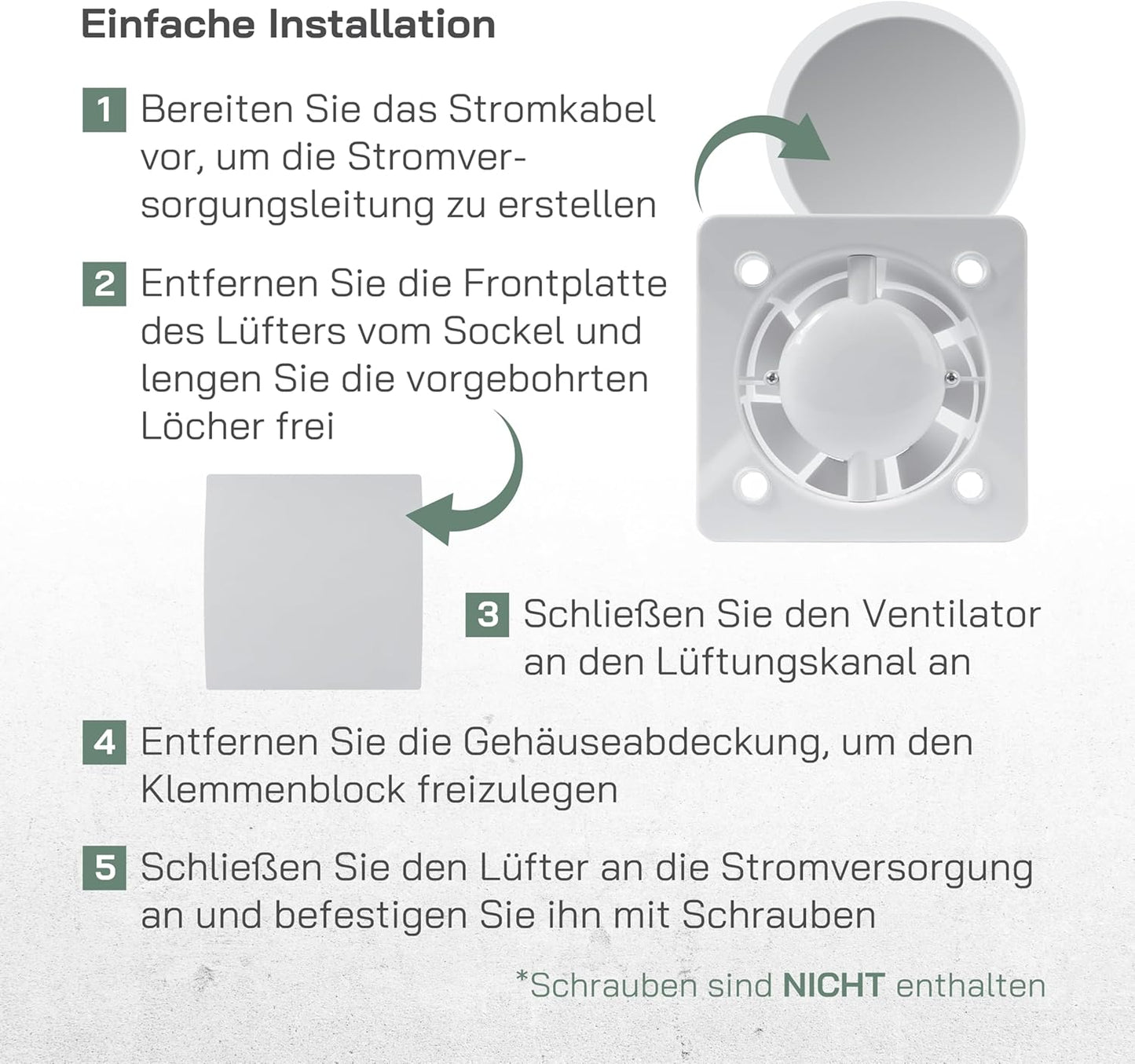 Badlüfter mit Feuchtigkeitssensor & Timer (100 mm), Ø 100 mm Weiß mit Feuchtesensor + Timer