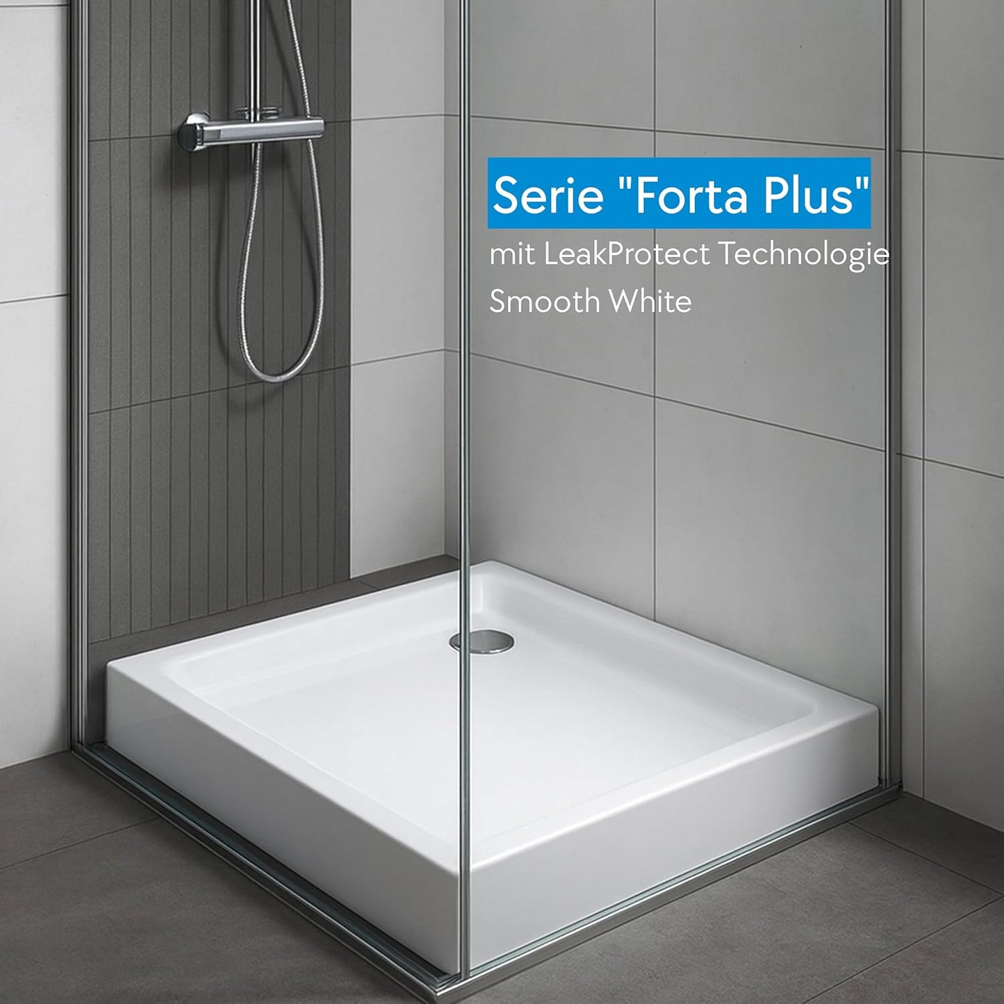Duschwanne Forta Plus mit LeakProtect Technologie, 90 x 90 x 17 cm Smooth White