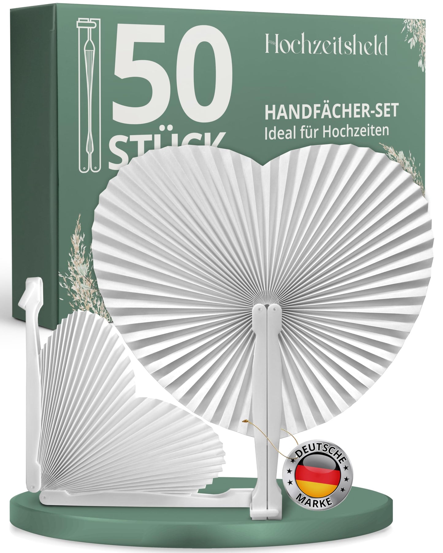 Herzförmige Handfächer, 50 Stück Herzförmige Handfächer