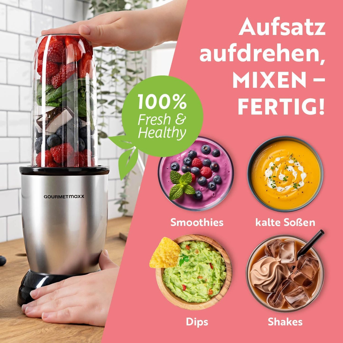 Nährstoffextraktor, Silber-schwarz | 500 W Nutrition Mixer | M-set
