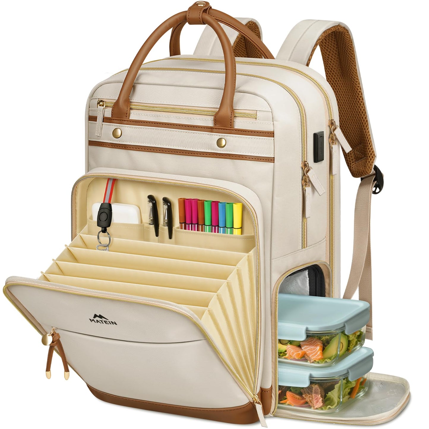Laptop-Rucksack mit Kühlfach, Beige