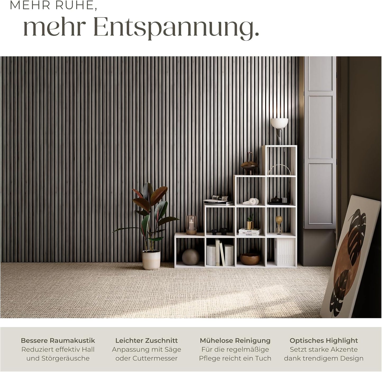 Akustikpaneele-Set, 4er Set Eiche Hellgrau