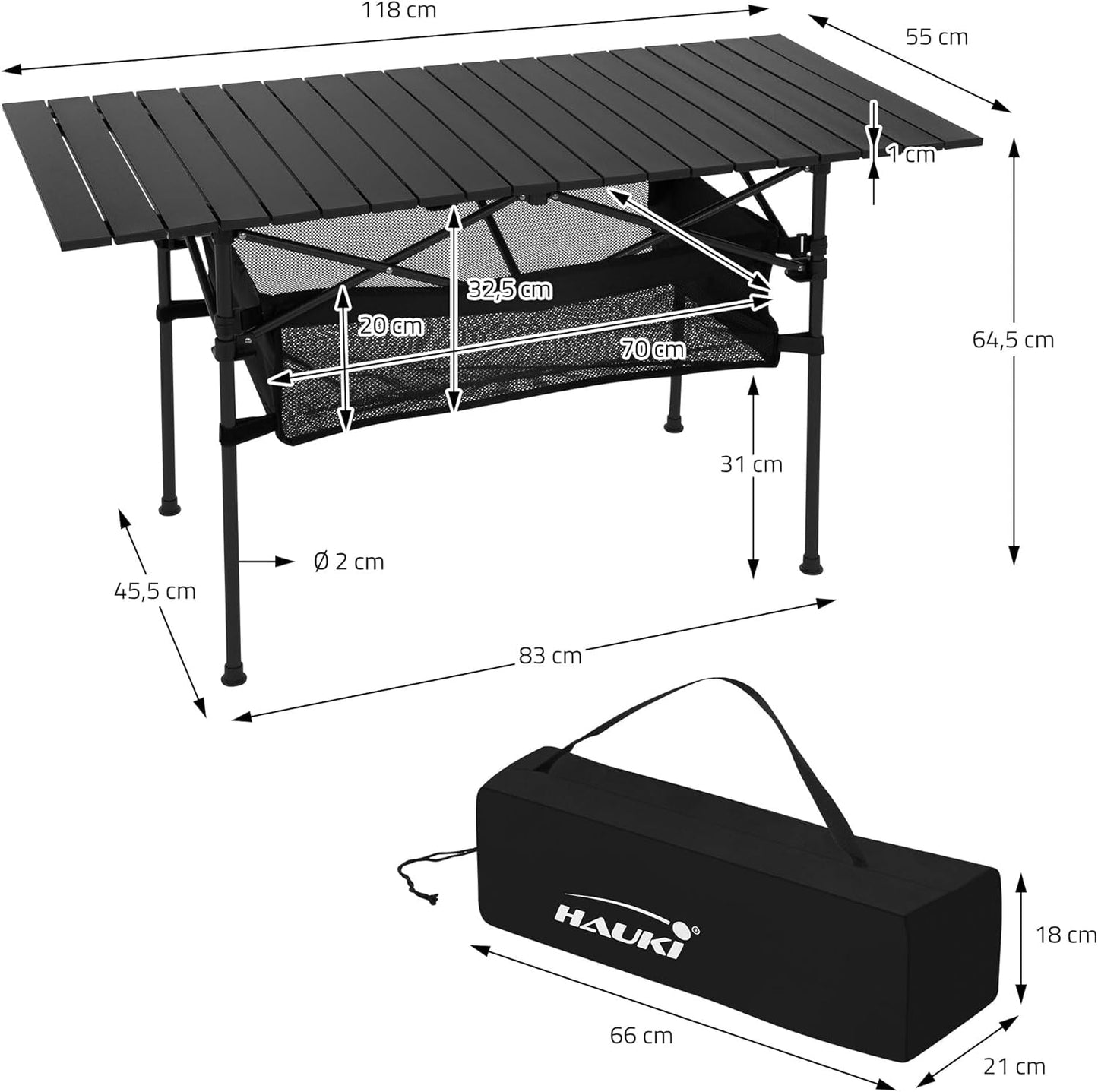 3-teiliges Campingmöbel-Set faltbar, mit Tragetasche, Campingtisch Schwarz 2x Campingstuhl Blau