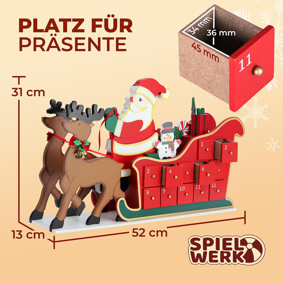 Schlitten, Weihnachtsmann mit Landschaft