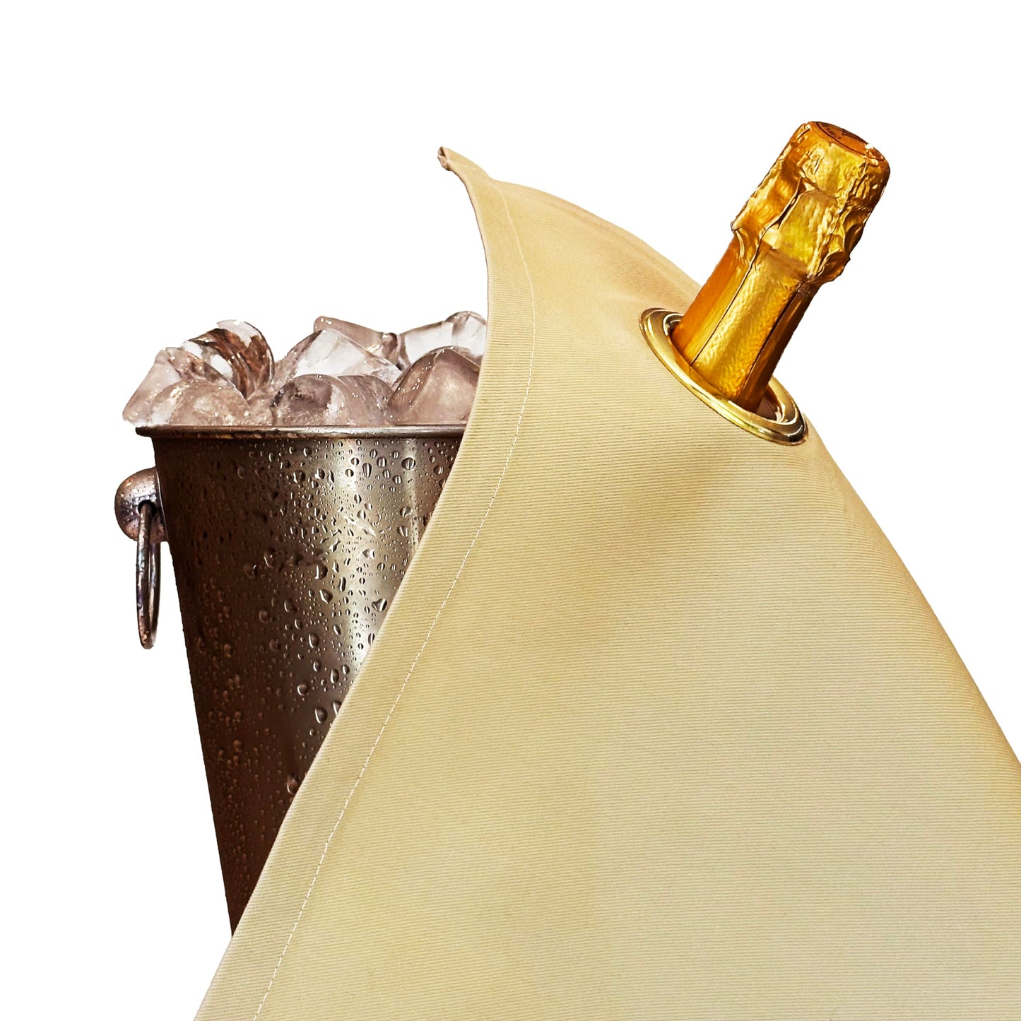 Flaschentuch mit Metallring, Classic Collection, CA-42, Gold mit Goldenem Metallring 1 Stück