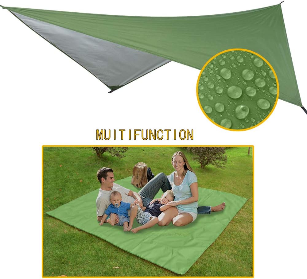 Camping-Hängematten-Set mit Moskitonetz und Regenfliege, Dunkelgrün