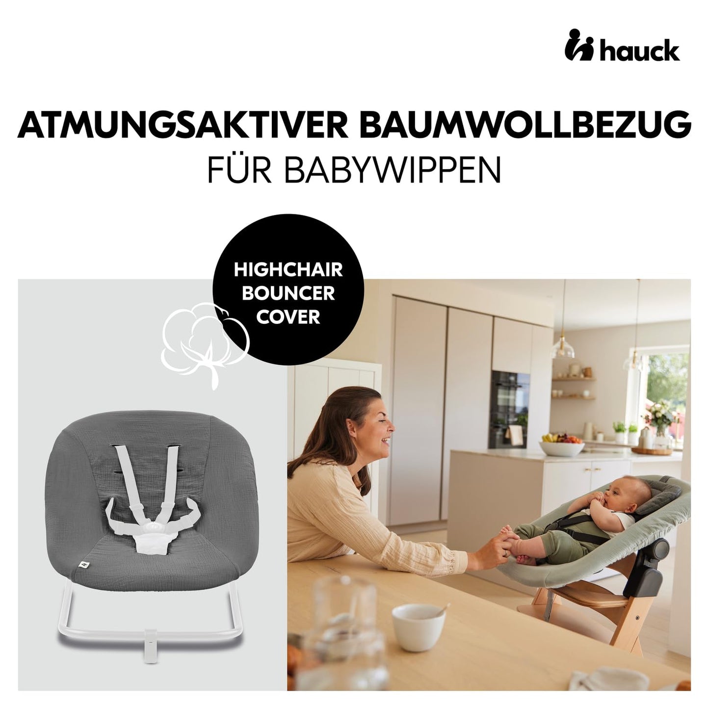 Schonbezug für Babywippe, Dark Grey