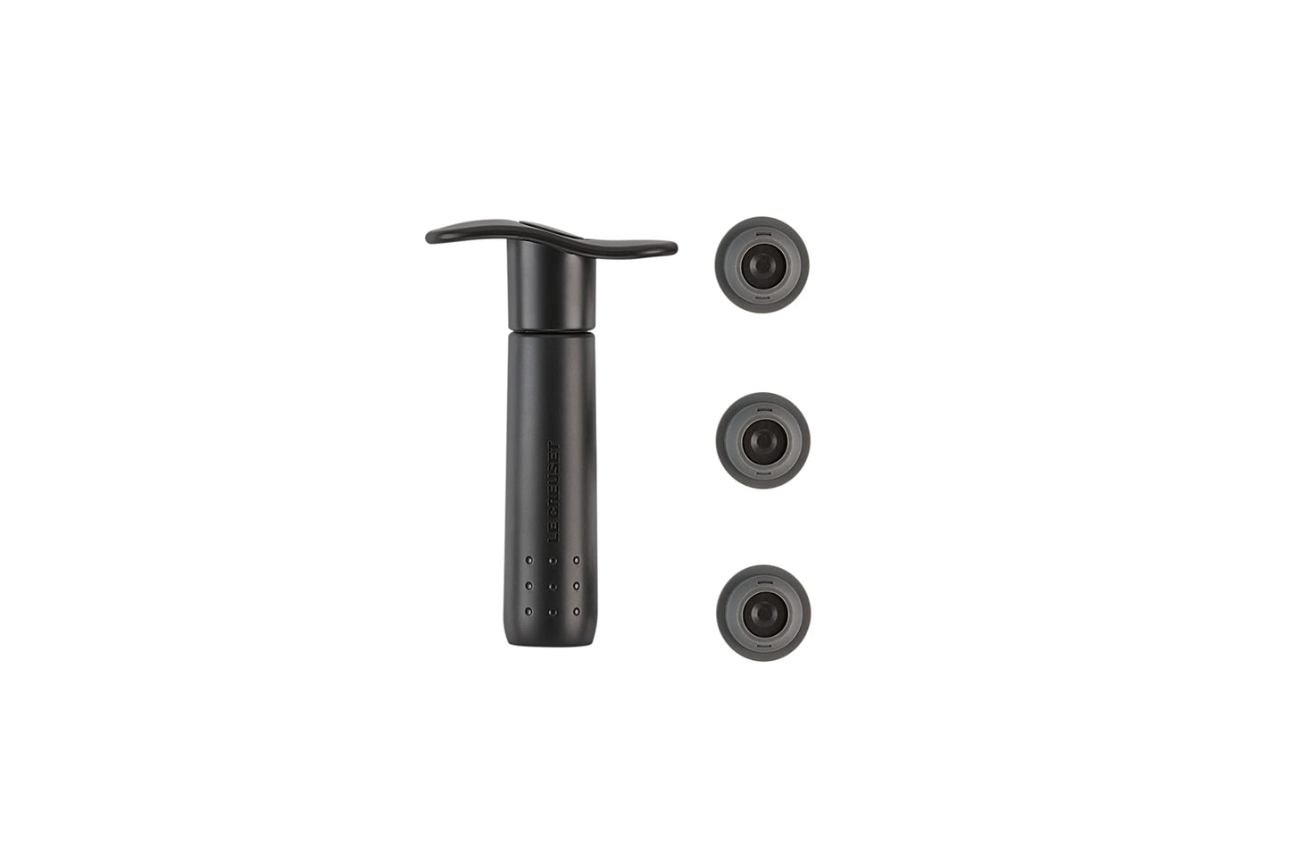 Weinpumpen-Set WA-137 mit 3 Verschlüssen, Schwarz Matt