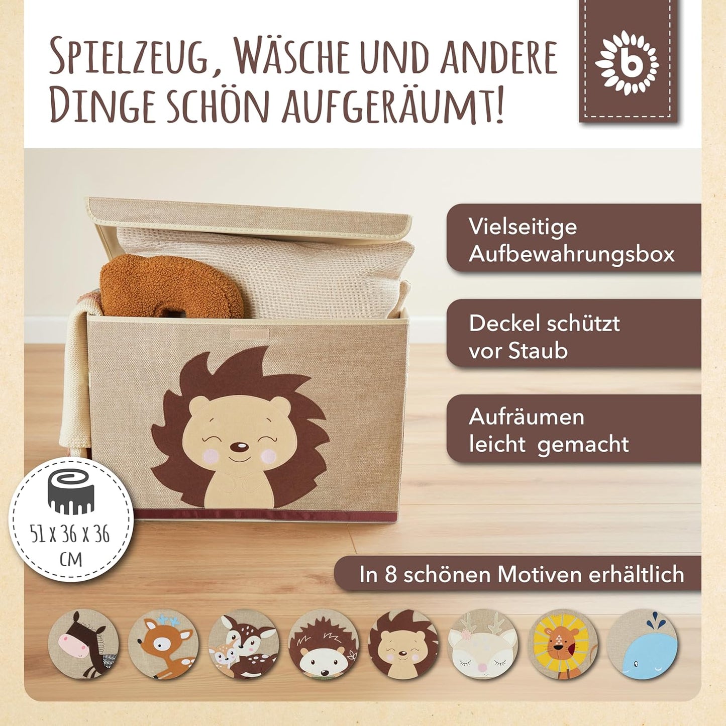 Aufbewahrungsbox Igel Piksi mit Deckel, Igel Piksi
