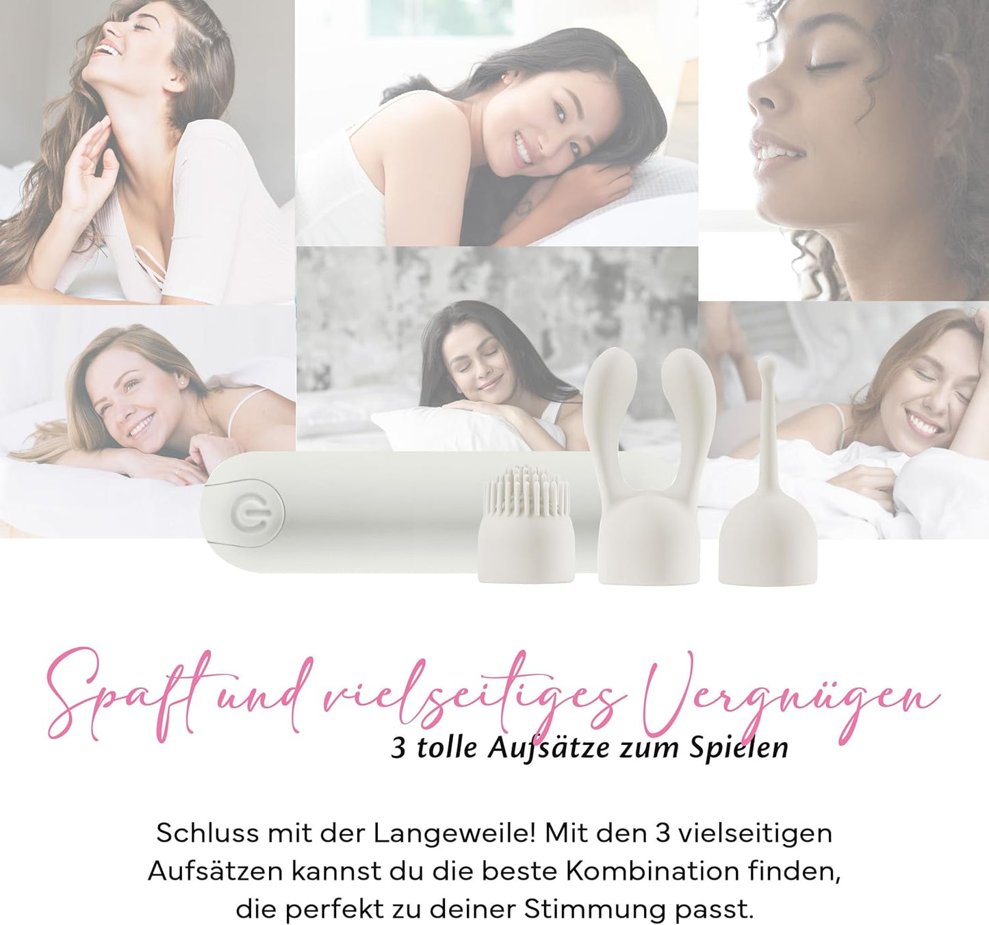 Mini-Vibratorenset mit 10 Modi & 3 Aufsätzen, Whisper White