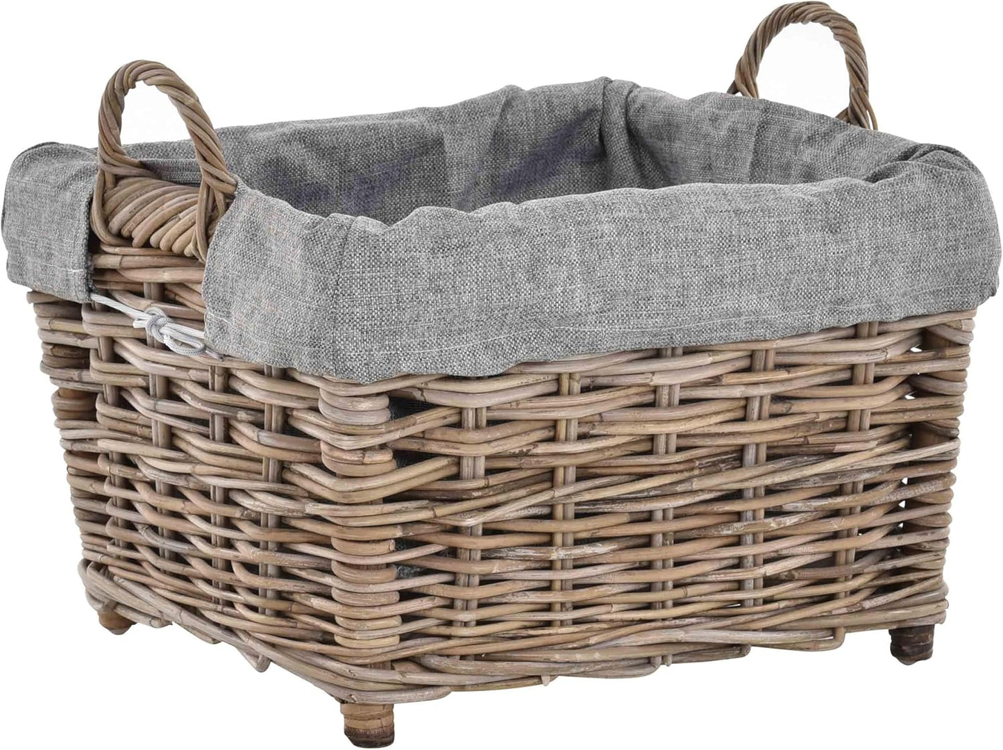 Kaminholzkorb mit Inlett, klein / Grau Natur