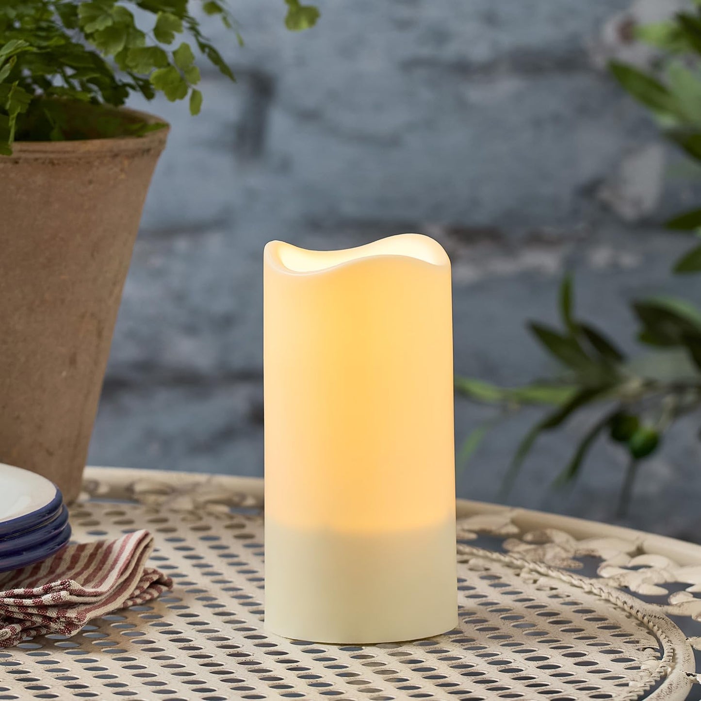 Wasserdichte TruGlow-Solarkerzen, 3 Stück, 3er Set Warmweiss
